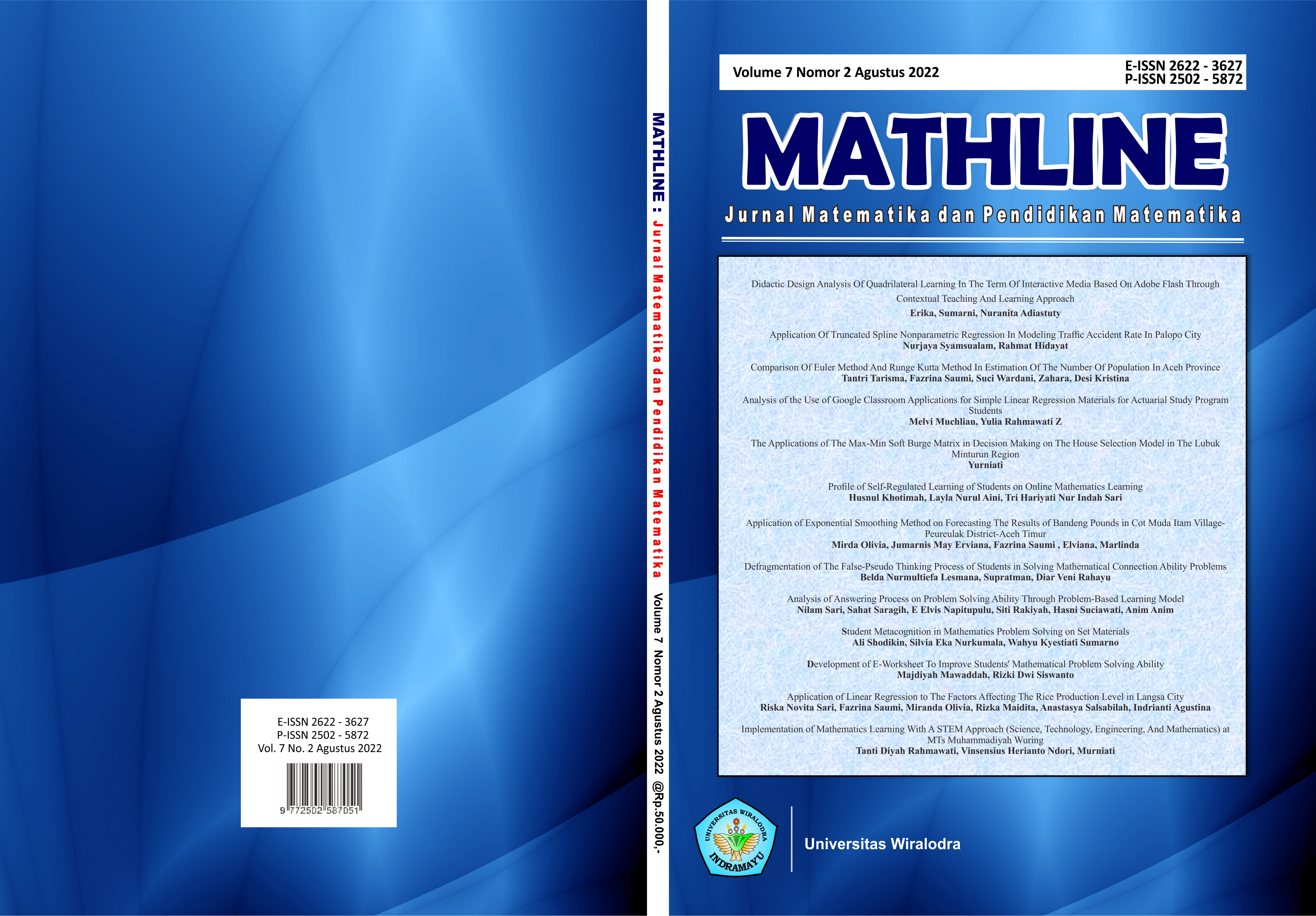 					View Vol. 7 No. 2 (2022): Mathline: Jurnal Matematika dan Pendidikan Matematika
				